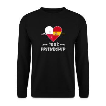 100 % amitié entre la Pologne et l'Espagne - Sweat-shirt Unisexe - noir - Devant - Alina (178cm) & Michal (187cm)