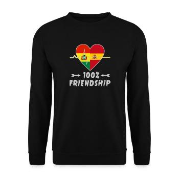 100 % amitié entre la Belgique et l'Espagne - Sweat-shirt Unisexe - noir - Devant - Alina (178cm) & Michal (187cm)