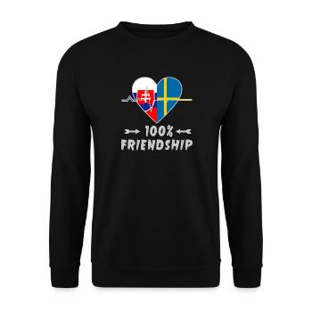 Slowakei und Schweden 100% Freundschaft - Unisex Pullover - Schwarz - Vorne - Alina (178cm) & Michal (187cm)