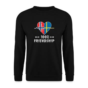 Norwegen und Schweden 100% Freundschaft - Unisex Pullover - Schwarz - Vorne - Alina (178cm) & Michal (187cm)