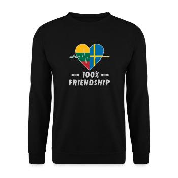 Litauen und Schweden 100% Freundschaft - Unisex Pullover - Schwarz - Vorne - Alina (178cm) & Michal (187cm)