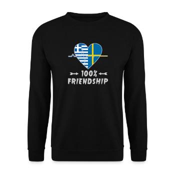 Griechenland und Schweden 100% Freundschaft - Unisex Pullover - Schwarz - Vorne - Alina (178cm) & Michal (187cm)