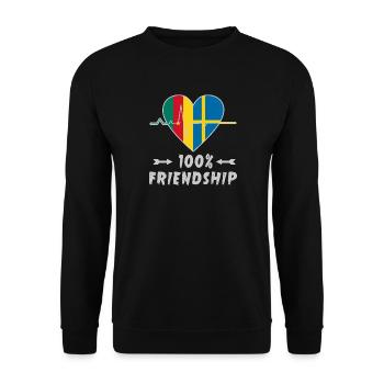 Kamerun und Schweden 100% Freundschaft - Unisex Pullover - Schwarz - Vorne - Alina (178cm) & Michal (187cm)