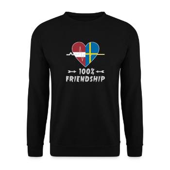 Lettland und Schweden 100% Freundschaft - Unisex Pullover - Schwarz - Vorne - Alina (178cm) & Michal (187cm)