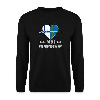 Finnland und Schweden 100% Freundschaft - Unisex Pullover - Schwarz - Vorne - Alina (178cm) & Michal (187cm)
