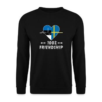 Estland und Schweden 100% Freundschaft - Unisex Pullover - Schwarz - Vorne - Alina (178cm) & Michal (187cm)