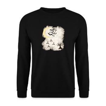 Mondnacht Gothic mit Fledermäusen - Unisex Pullover - Schwarz - Vorne - Alina (178cm) & Michal (187cm)