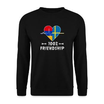 Armenien und Schweden 100% Freundschaft - Unisex Pullover - Schwarz - Vorne - Alina (178cm) & Michal (187cm)