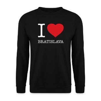 I LOVE BRATISLAVA Slovakia Slowakei - Unisex Pullover - Schwarz - Vorne - Alina (178cm) & Michal (187cm)