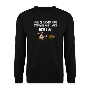 Jäger grillen bbq Griller Grillmeister Sprüche - Unisex Pullover - Schwarz - Vorne - Alina (178cm) & Michal (187cm)