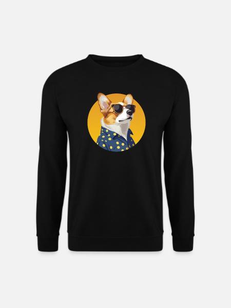 Stylischer Corgi Hund im Polka Dot Shirt - Unisex Pullover - Schwarz