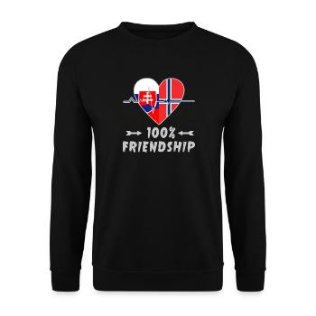 Slowakei und Norwegen 100% Freundschaft - Unisex Pullover - Schwarz - Vorne - Alina (178cm) & Michal (187cm)