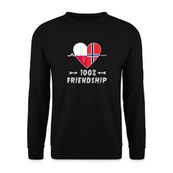 Polen und Norwegen 100% Freundschaft - Unisex Pullover - Schwarz - Vorne - Alina (178cm) & Michal (187cm)