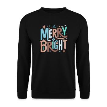 Merry & Bright Festive Typography - Unisex Sweatshirt - black - Front - Alina (178cm) & Michal (187cm)
