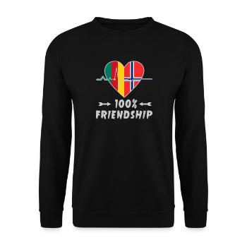 Kamerun und Norwegen 100% Freundschaft - Unisex Pullover - Schwarz - Vorne - Alina (178cm) & Michal (187cm)