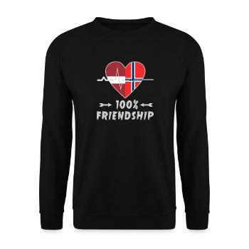 Lettland und Norwegen 100% Freundschaft - Unisex Pullover - Schwarz - Vorne - Alina (178cm) & Michal (187cm)