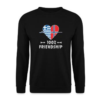 Griechenland und Norwegen 100% Freundschaft - Unisex Pullover - Schwarz - Vorne - Alina (178cm) & Michal (187cm)
