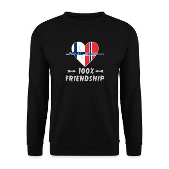 Finnland und Norwegen 100% Freundschaft - Unisex Pullover - Schwarz - Vorne - Alina (178cm) & Michal (187cm)