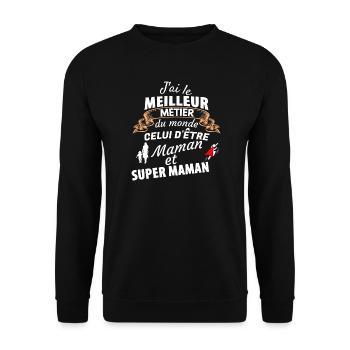 Stolz Mama Superheld - Unisex Pullover - Schwarz - Vorne - Alina (178cm) & Michal (187cm)