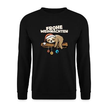 Frohe Weihnachten Faultier comic cartoon Symbol - Unisex Pullover - Schwarz - Vorne - Alina (178cm) & Michal (187cm)