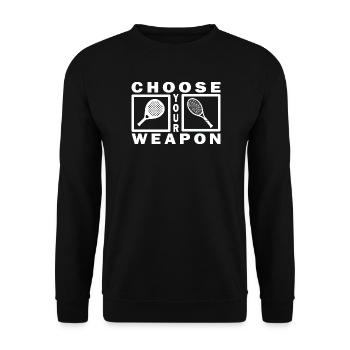 Padel Tennis Shirt Sweat à capuche Choisissez votre arme blanc - Sweat-shirt Unisexe - noir - Devant - Alina (178cm) & Michal (187cm)