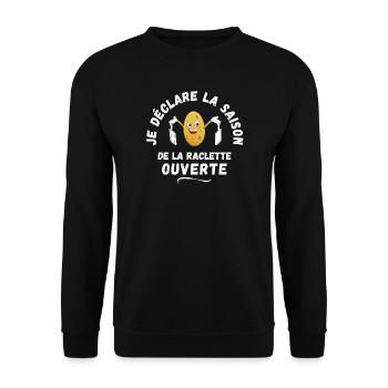 Raclette, Kartoffeln, Schmelzkäse - Unisex Pullover - Schwarz - Vorne - Alina (178cm) & Michal (187cm)