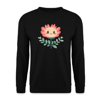 Fröhliche Blume - Unisex Pullover - Schwarz - Vorne - Alina (178cm) & Michal (187cm)