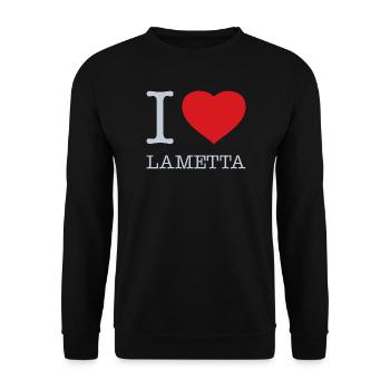 I LOVE LAMETTA - Unisex Pullover - Schwarz - Vorne - Alina (178cm) & Michal (187cm)