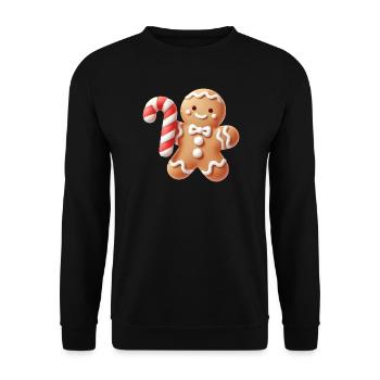 Joyeux bonhomme en pain d’épice avec canne à sucre - Sweat-shirt Unisexe - noir - Devant - Alina (178cm) & Michal (187cm)