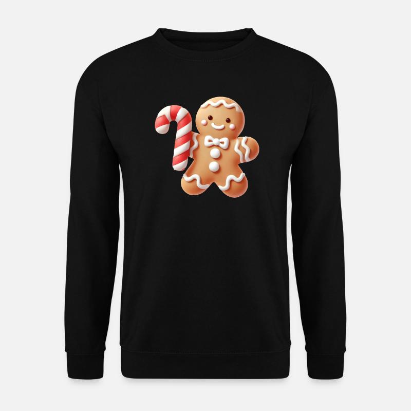 Fröhlicher Lebkuchenmann mit Zuckerstange - Unisex Pullover - Schwarz