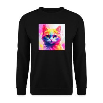 Vibrant Rainbow Cat Artwork - Unisex Sweatshirt - black - Front - Alina (178cm) & Michal (187cm)