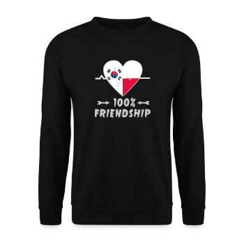 Südkorea und Polen 100% Freundschaft - Unisex Pullover - Schwarz - Vorne - Alina (178cm) & Michal (187cm)