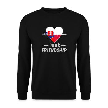Slowakei und Polen 100% Freundschaft - Unisex Pullover - Schwarz - Vorne - Alina (178cm) & Michal (187cm)