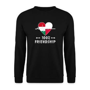 Ungarn und Polen 100% Freundschaft - Unisex Pullover - Schwarz - Vorne - Alina (178cm) & Michal (187cm)