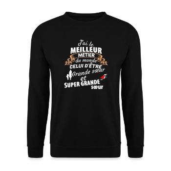Citation humoristique pour grande sœur - Sweat-shirt Unisexe - noir - Devant - Alina (178cm) & Michal (187cm)