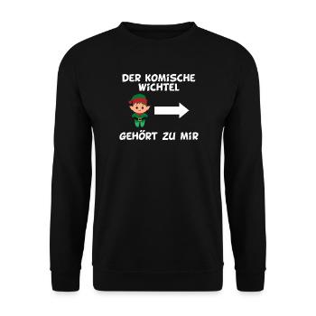 Der komische Wichtel gehört zu mir - Unisex Pullover - Schwarz - Vorne - Alina (178cm) & Michal (187cm)