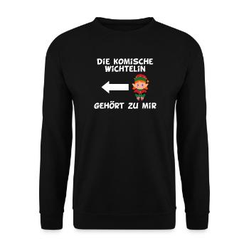 Die komische Wichtelin gehört zu mir - Unisex Pullover - Schwarz - Vorne - Alina (178cm) & Michal (187cm)