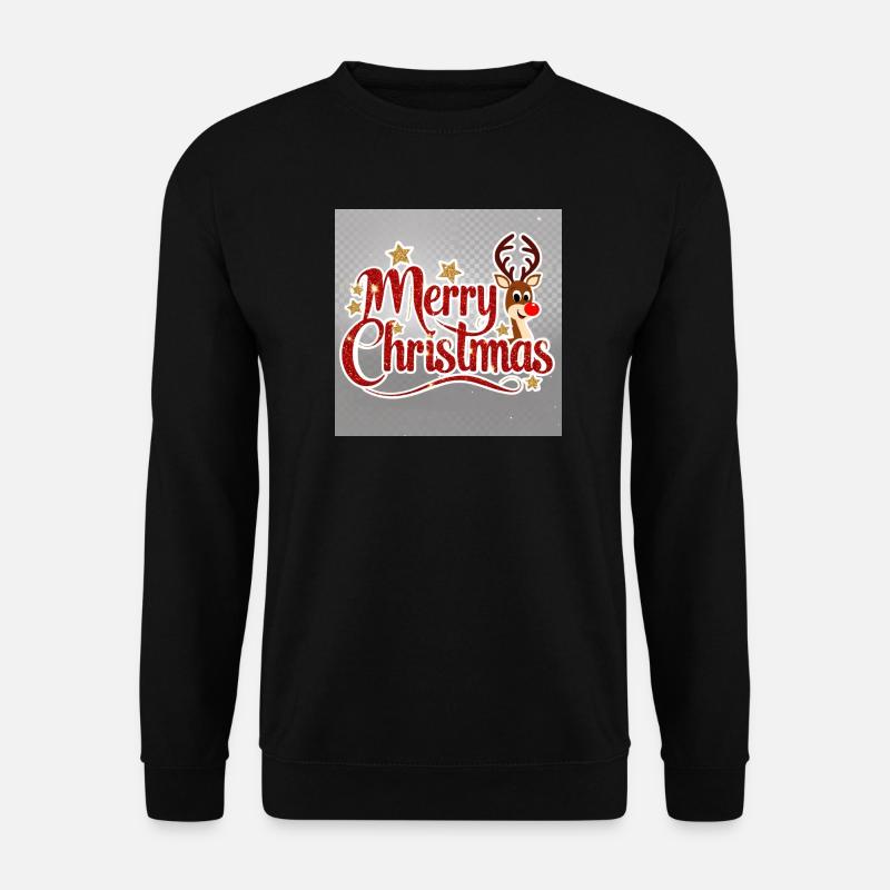 Merry Christmas Reindeer Glitter Script - Unisex Sweatshirt - black