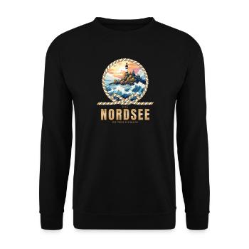 Die Nordsee ist mein Zuhause - Unisex Pullover - Schwarz - Vorne - Alina (178cm) & Michal (187cm)
