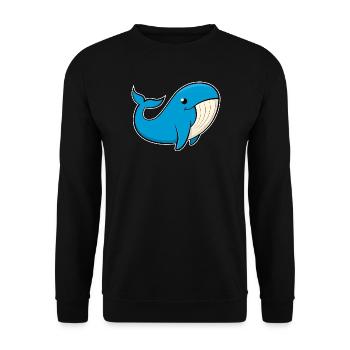 Cheerful image of a blue whale - Unisex Sweatshirt - black - Front - Alina (178cm) & Michal (187cm)