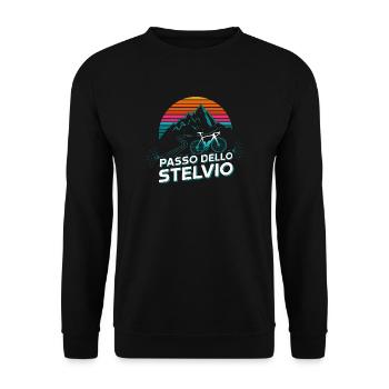 Passo dello Stelvio Rennrad Italien - Unisex Pullover - Schwarz - Vorne - Alina (178cm) & Michal (187cm)