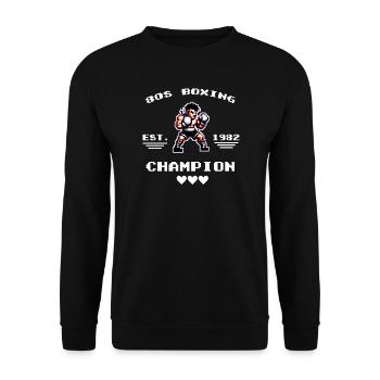 80s Boxing Champion 8 Bit - Unisex Sweatshirt - black - Front - Alina (178cm) & Michal (187cm)