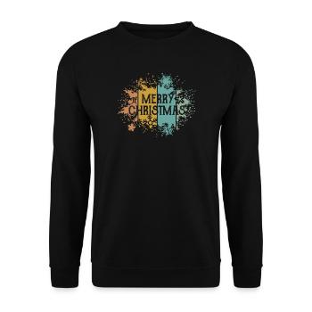 retro Merry Christmas Schneeflocke Eiskristall - Unisex Pullover - Schwarz - Vorne - Alina (178cm) & Michal (187cm)