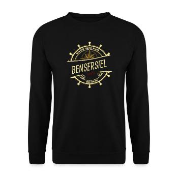 Mein Herz schlägt Wellen - Bensersiel - Unisex Pullover - Schwarz - Vorne - Alina (178cm) & Michal (187cm)