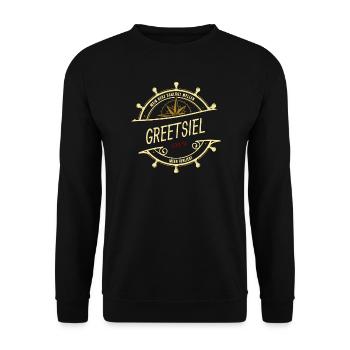 Mein Herz schlägt Wellen - Greetsiel - Unisex Pullover - Schwarz - Vorne - Alina (178cm) & Michal (187cm)