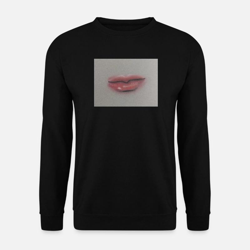 Expressive Lippenkunst auf Graufolie - Unisex Pullover - Schwarz