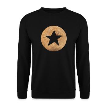 Circle Wooden Star Christmas Nature Symbol Xmas - Unisex Sweatshirt - black - Front - Alina (178cm) & Michal (187cm)