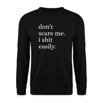 Erschreck mich nicht. Ich erschrecke schnell. Lustig. - Unisex Pullover - Schwarz - Vorne - Alina (178cm) & Michal (187cm)