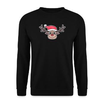 Renne cerf Chapeau de Noël Mignon - Sweat-shirt Unisexe - noir - Devant - Alina (178cm) & Michal (187cm)