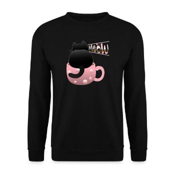 süße schwarze Katze miaut - Unisex Pullover - Schwarz - Vorne - Alina (178cm) & Michal (187cm)